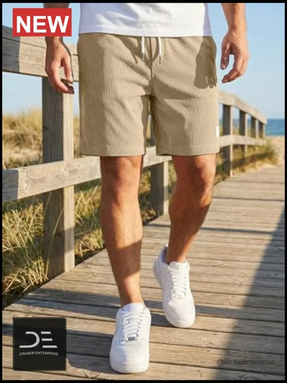 Men's Corduroy Shorts Elastic Waist Drawstring Lightweight Summer Casual Shorts